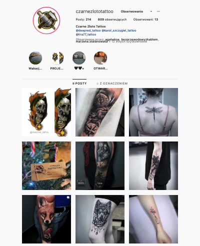 czarne zloto tattoo instagram